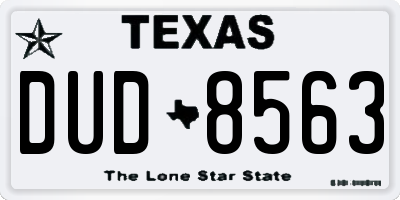 TX license plate DUD8563