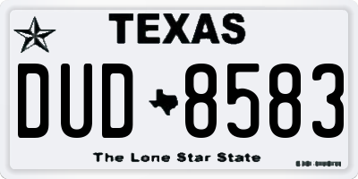 TX license plate DUD8583