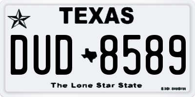 TX license plate DUD8589