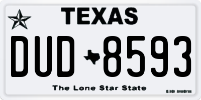 TX license plate DUD8593