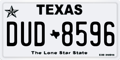 TX license plate DUD8596