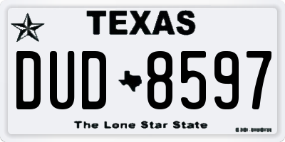 TX license plate DUD8597