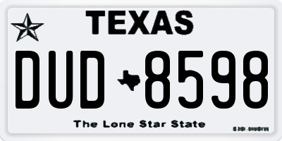 TX license plate DUD8598