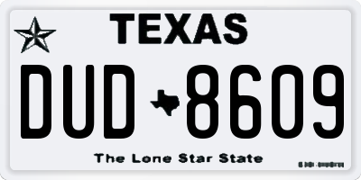 TX license plate DUD8609