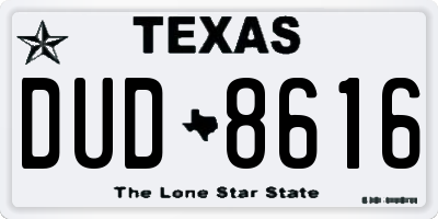 TX license plate DUD8616