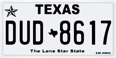 TX license plate DUD8617