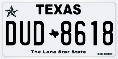 TX license plate DUD8618