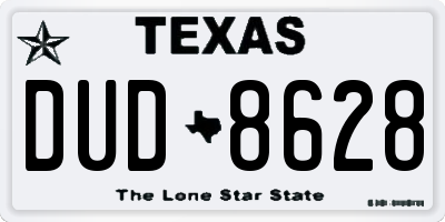 TX license plate DUD8628