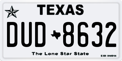 TX license plate DUD8632
