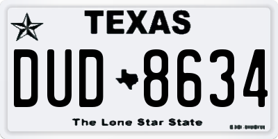 TX license plate DUD8634