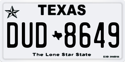TX license plate DUD8649
