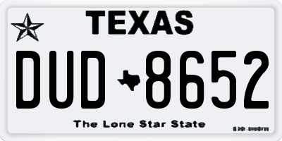TX license plate DUD8652