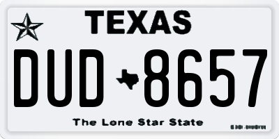 TX license plate DUD8657