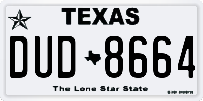 TX license plate DUD8664