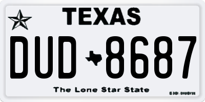 TX license plate DUD8687