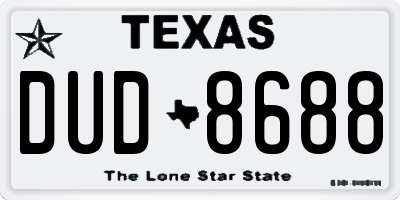 TX license plate DUD8688