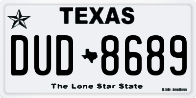TX license plate DUD8689