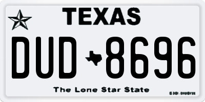 TX license plate DUD8696