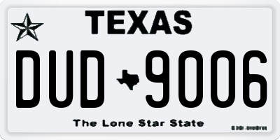 TX license plate DUD9006