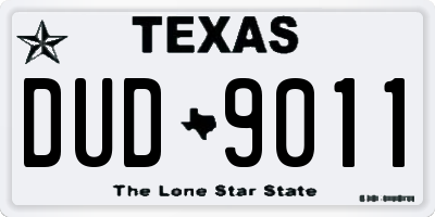 TX license plate DUD9011