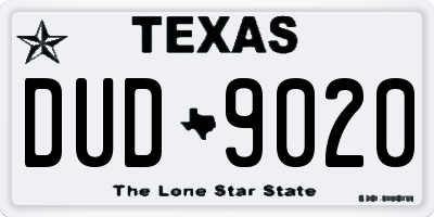 TX license plate DUD9020