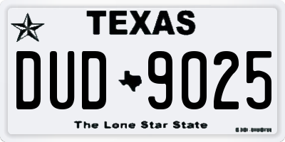 TX license plate DUD9025