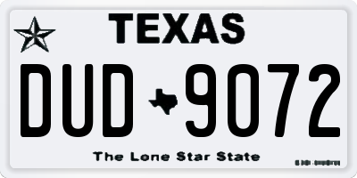 TX license plate DUD9072