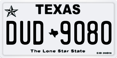 TX license plate DUD9080