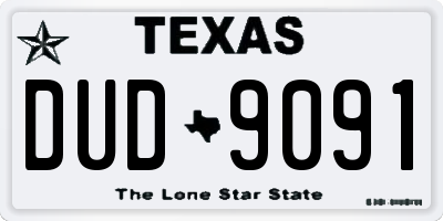 TX license plate DUD9091