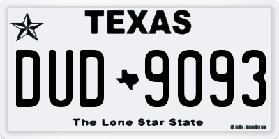 TX license plate DUD9093