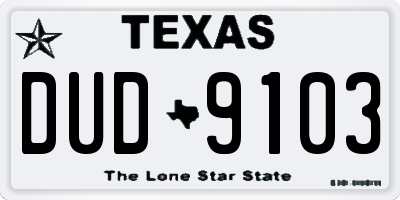 TX license plate DUD9103