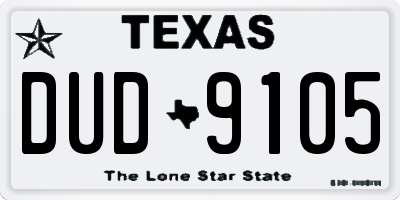 TX license plate DUD9105