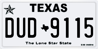 TX license plate DUD9115
