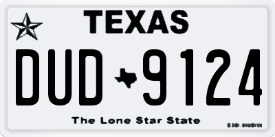 TX license plate DUD9124