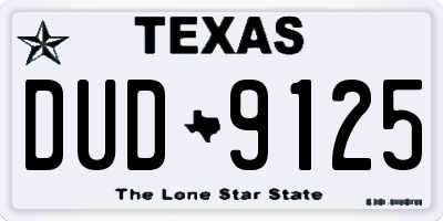 TX license plate DUD9125