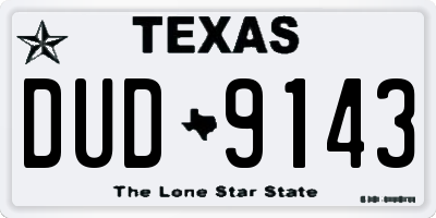 TX license plate DUD9143