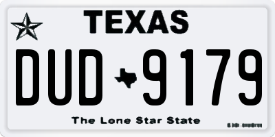 TX license plate DUD9179