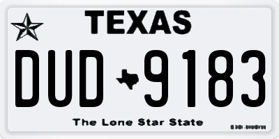 TX license plate DUD9183