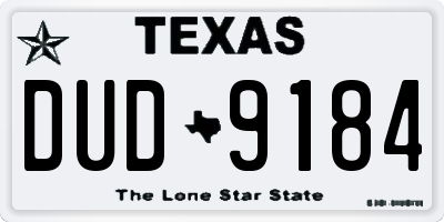TX license plate DUD9184