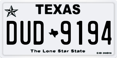 TX license plate DUD9194