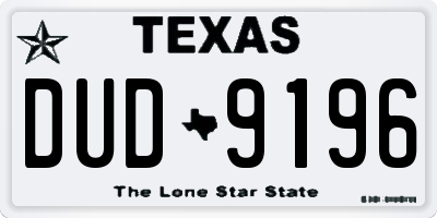 TX license plate DUD9196