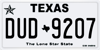 TX license plate DUD9207
