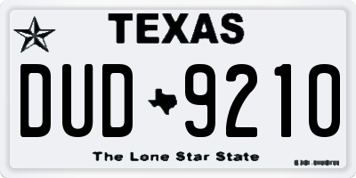 TX license plate DUD9210