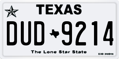 TX license plate DUD9214