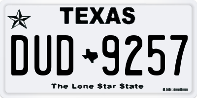TX license plate DUD9257