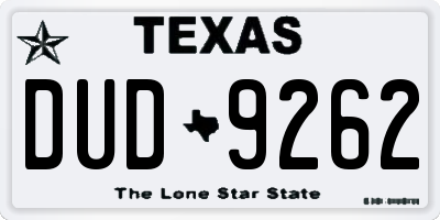 TX license plate DUD9262