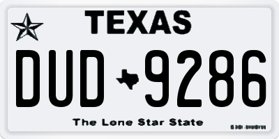 TX license plate DUD9286