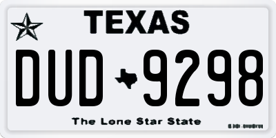 TX license plate DUD9298