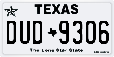 TX license plate DUD9306
