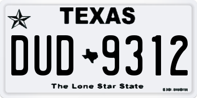 TX license plate DUD9312